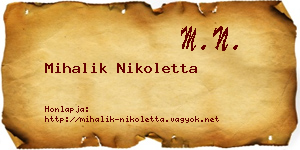 Mihalik Nikoletta névjegykártya